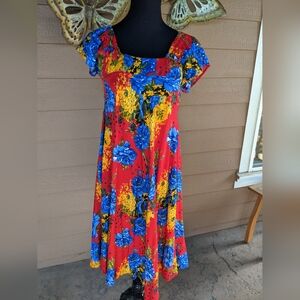 Ling Ling Floral Red and Blue Women's Dress